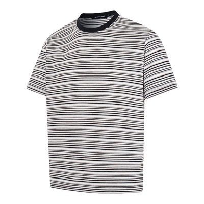 EVC美式复古拼色条纹情侣T恤