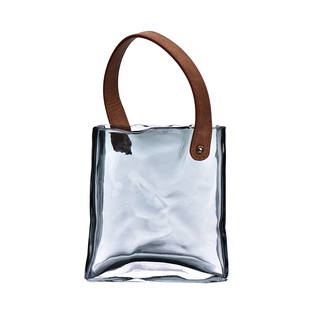 玻璃花瓶轻奢高级感客厅插花摆件创意皮带褶皱手提包水养水培鲜花