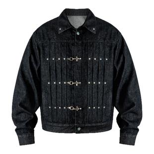 ANTIDOTE美式飞机扣工装原牛夹克秋冬加厚棉服男短款夹棉牛仔外套