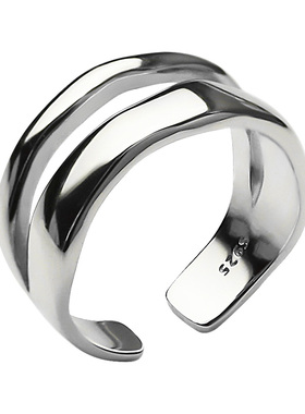 小众设计双层线条戒指男女可带