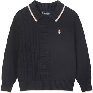 暇步士童装儿童毛衣25秋冬新品男童学院风内搭女童过年喜庆红毛衣