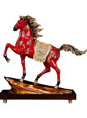 红色百福战马装饰摆件客厅书房工艺品家居玄关送礼马到成功