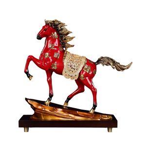 红色百福战马装饰摆件客厅书房工艺品家居玄关送礼马到成功
