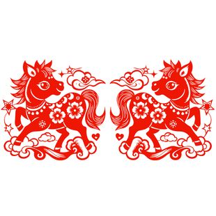 马年窗花马剪纸生肖马静电贴纸店铺玻璃门贴2026新年春节年画水贴