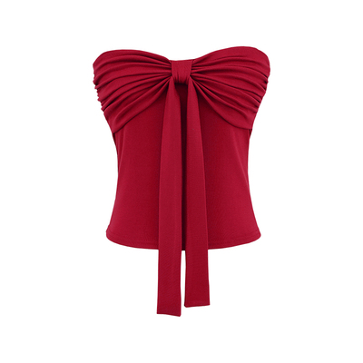 YoungGirlDay纯欲辣妹风性感蝴蝶结系带收腰显瘦短款抹胸背心上衣