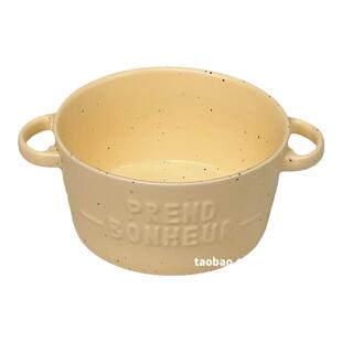 可爱双耳小碗带勺子套装陶瓷家用高级感酸奶甜品麦片碗燕麦早餐碗