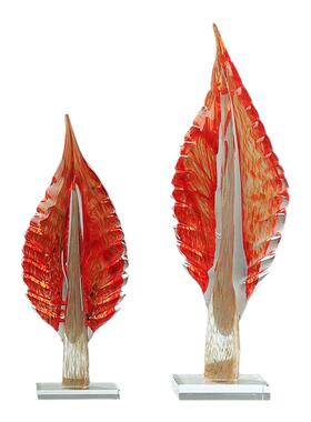 现代琉璃轻奢艺术树叶摆件