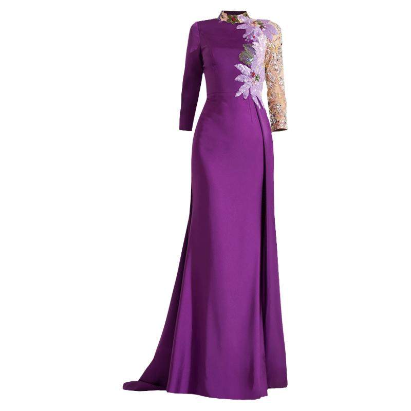 创意狐礼服裙大气演出服拖尾主持高端轻奢答谢晚宴会中国风连衣裙