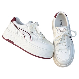 真皮小白鞋女2026新款春季百搭爆款韩版增高厚底松糕鞋圆头面包鞋