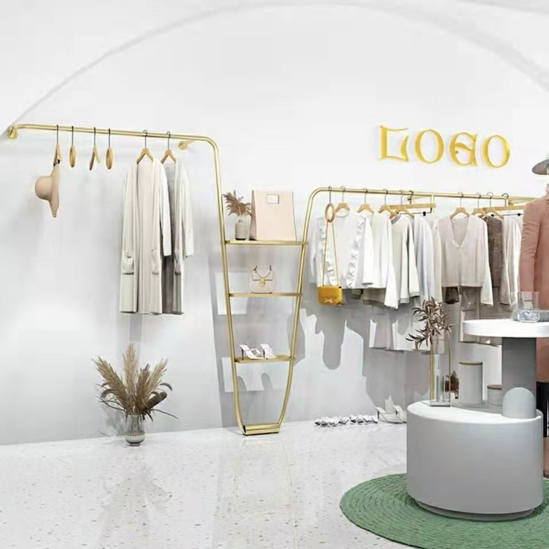 2021网红服装店展示架新款女装上墙货架不锈钢挂衣架好看服装架