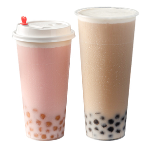 90口径一次性奶茶杯带盖磨砂500注塑杯700ml奶茶杯子商用定制LOGO