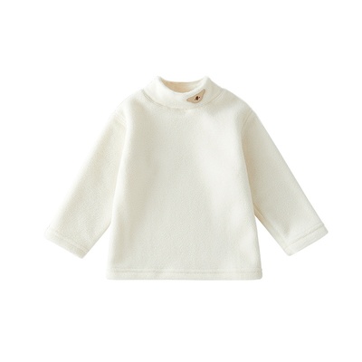儿童白色打底衫半高领加绒加厚
