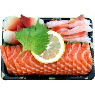 新鲜生鱼片刺身拼盘进口冰鲜三文鱼刺身中段甜虾北极贝刺身套餐