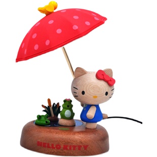 jeancard木质小夜灯HelloKitty撑伞可爱小孩女生日情人节新年礼物