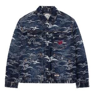 EVISU福神 2025秋季新品男款潮流仙鹤图案翻领牛仔夹克外套