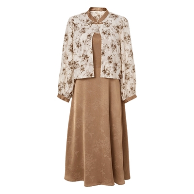 马天奴女新中式印花外套吊带裙