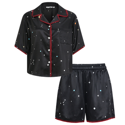 NJPGalaxy系列真丝短袖睡衣套装