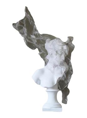 留连金属面纱女孩雕塑别墅软装