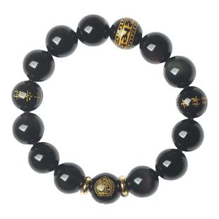 本命佛手链天然黑曜石龙年手串男女情侣本命年属龙兔狗牛羊虎文殊