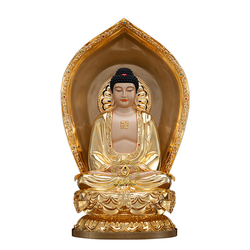 黄铜著金全堂佛神像家居桌面摆件