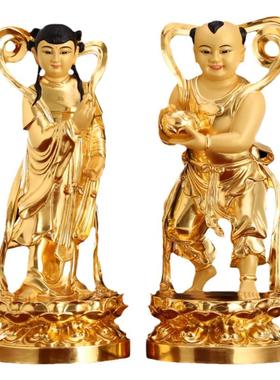 纯铜金童玉女摆件供奉善才良女