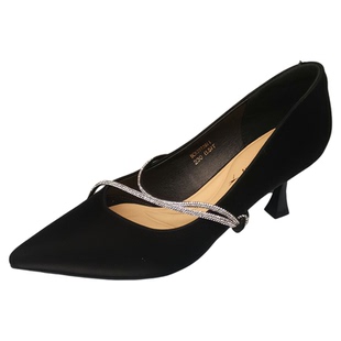 红蜻蜓中高跟女鞋BC62072011春秋细跟尖头水钻浅口女单BC62072012