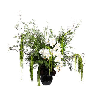 妖及中古风玻璃干花蝴蝶兰花艺装置样板间售楼处酒店餐厅玄关摆件