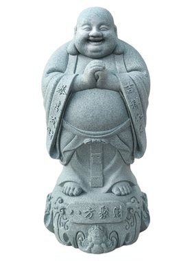 青砂石弥勒佛摆件八方聚财笑佛像风水用品吉祥物摆件菩萨家用供奉
