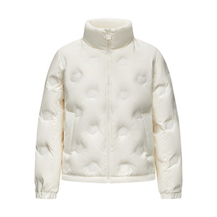 森马超级植物系列羽绒服女立领2025冬季新款轻薄外套抽绳白色上衣