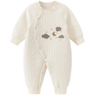 乖奇熊婴儿连体衣三层夹丝棉秋冬季保暖居家服宝宝睡衣哈衣爬爬服