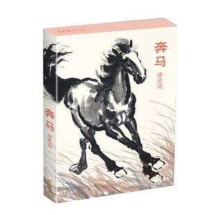 临摹卡《奔马》徐悲鸿绘 32张名家中国画写意花鸟动物作品精选 少儿儿童国画入门绘画临摹画卡创意明信片