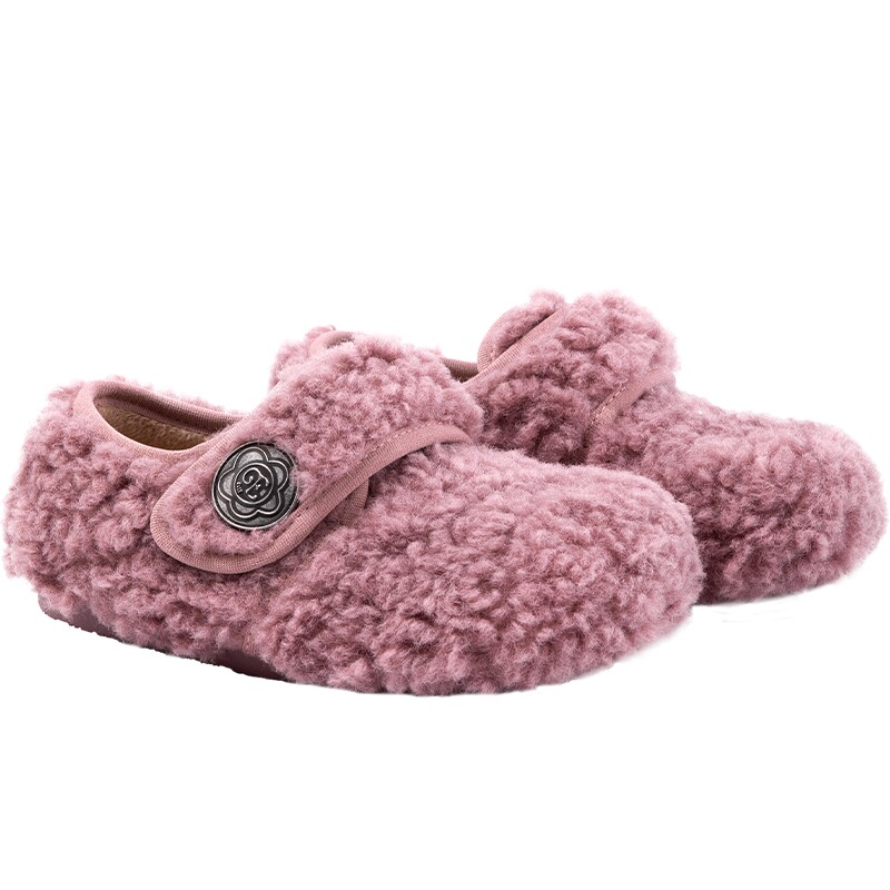ELLEkids女童羊羔毛毛鞋儿童棉鞋