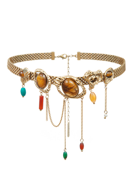 SUMIYAKI雅丹风虎眼石流苏锁骨链