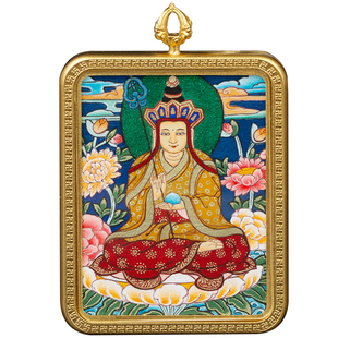 吉祥唐卡哇么当周热贡手绘唐卡吊坠黄财神文殊五路财白度母嘎乌盒