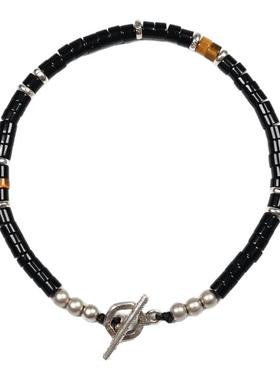 Pohier情侣黑玛瑙纯银手链