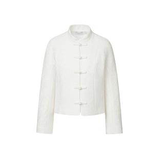 VGRASS维格娜丝秋季新款提花呢新中式盘扣小立领女士外套气质时尚