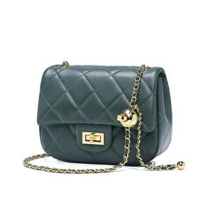 2025夏季新款真皮女包高级感气质斜挎包小金球菱格链条小方包2024