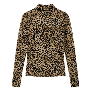Half high neck leopard print slim fit top 半高领豹纹修身上衣