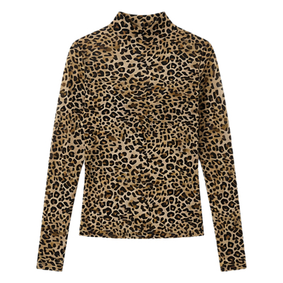Half high neck leopard print slim fit top 半高领豹纹修身上衣