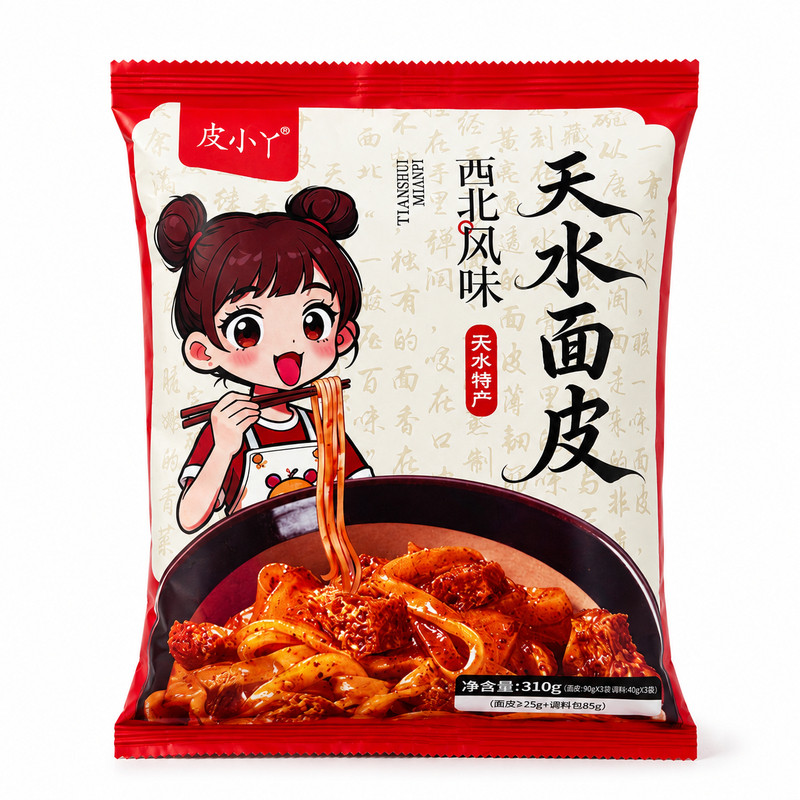 天水面皮甘肃特产黄面皮酿皮4袋装厚实柔软速食免煮开袋即食包邮