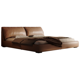 大象耳朵内嵌床别墅大户型真皮床轻奢意式极简主卧双人床