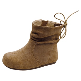 秋冬款儿童公主绒面软底堆堆靴女童马丁靴时尚潮流宝宝中筒短靴子