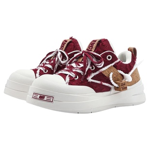 Lucx鞋子2025冬季新款红酒主题面包鞋情侣同款板鞋增高时尚厚底鞋