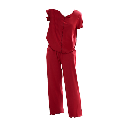 女士莫代尔红色家居服套装