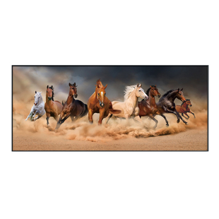 八骏图客厅挂画办公室国画沙发背景墙马到成功壁画万马奔腾装饰画