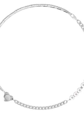 金属拼接珍珠十字项链