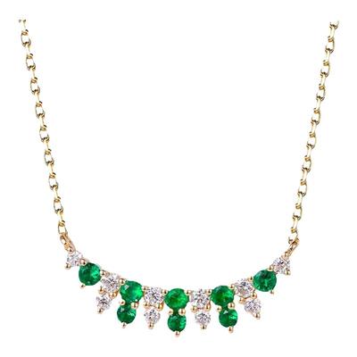 米莱珠宝天然祖母绿宝石项链女