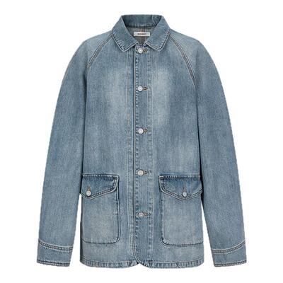 MOUSSY 春季新品复古水洗休闲宽松牛仔夹克外套010ISH11-2011