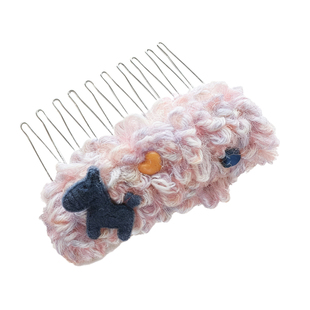 韩系甜美毛线发梳女秋冬可爱发饰百搭高级感倒插梳子刘海侧边夹子