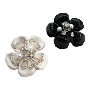 手工钉珠镶钻花朵胸针水晶珠片五叶布艺花瓣毛衣裙子饰品胸花别针
